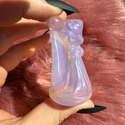 Stunning High Quality Pink Opalite Moon Princess Carving