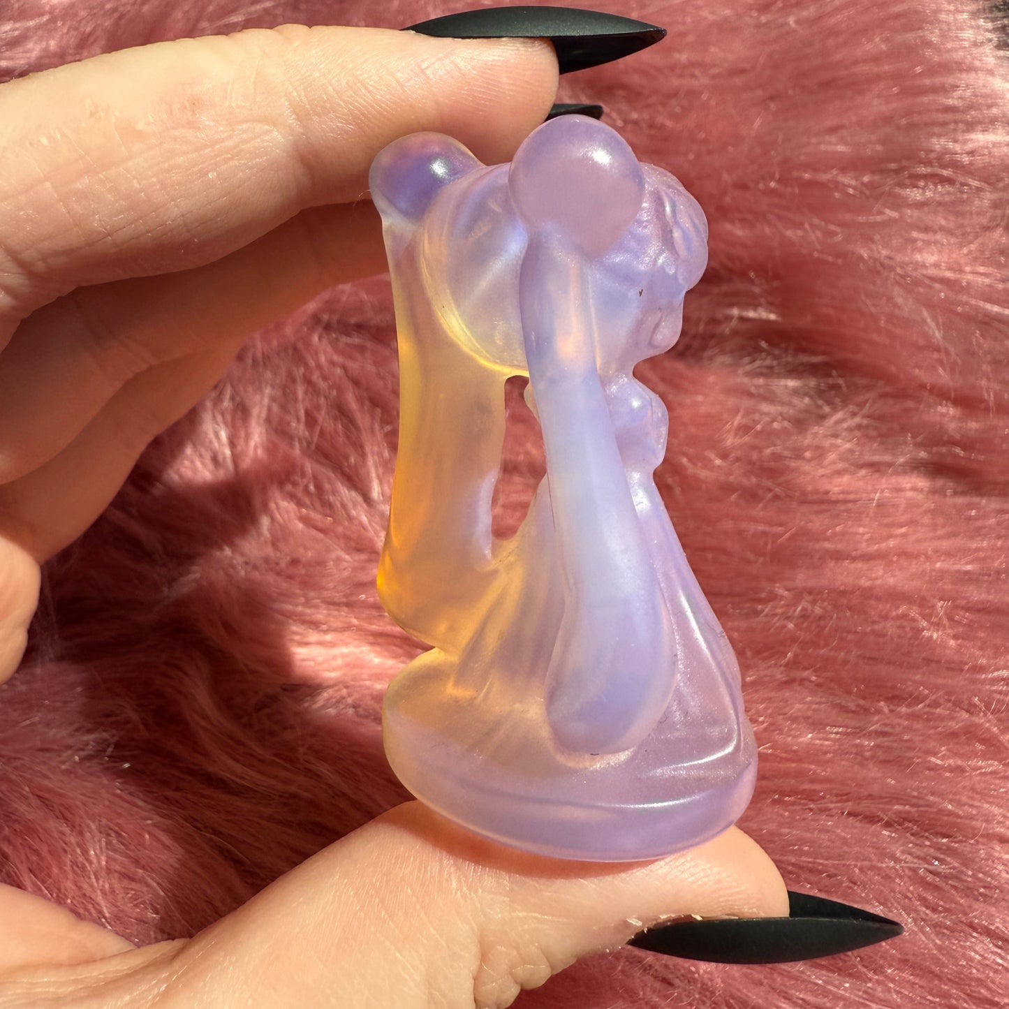 Stunning High Quality Pink Opalite Moon Princess Carving