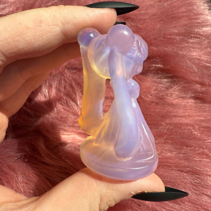 Stunning High Quality Pink Opalite Moon Princess Carving