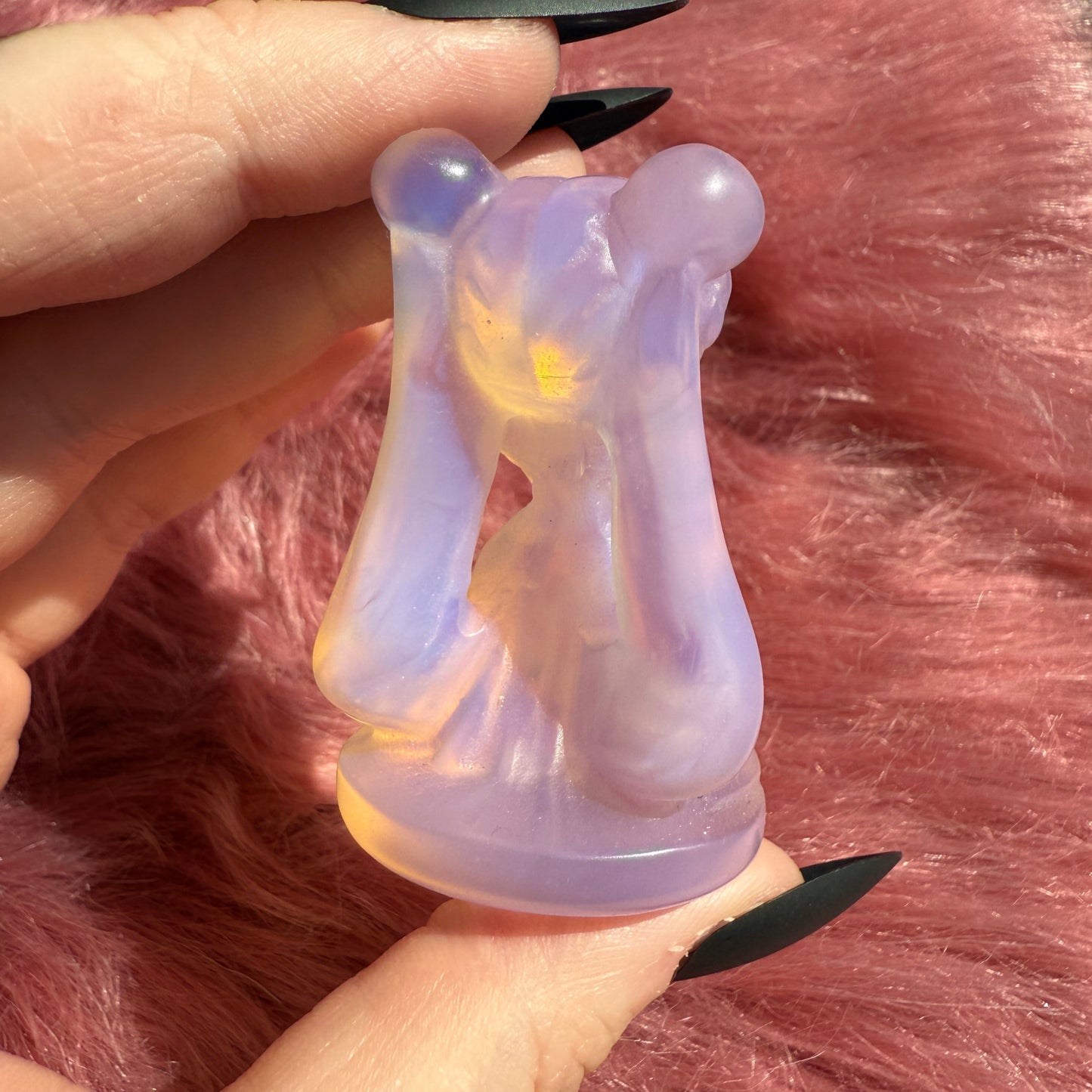 Stunning High Quality Pink Opalite Moon Princess Carving