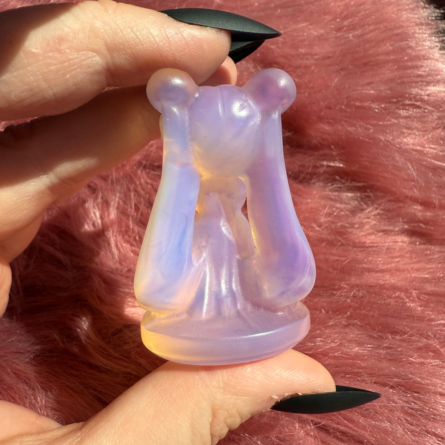 Stunning High Quality Pink Opalite Moon Princess Carving