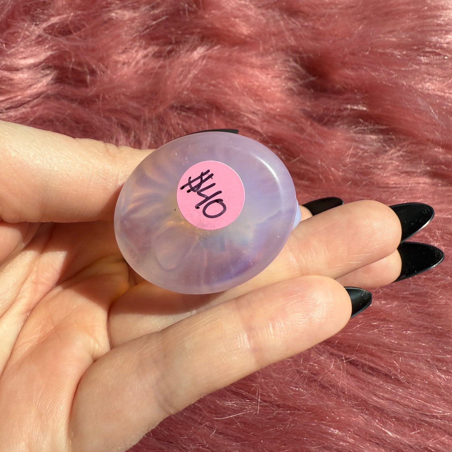 Stunning High Quality Pink Opalite Moon Princess Carving