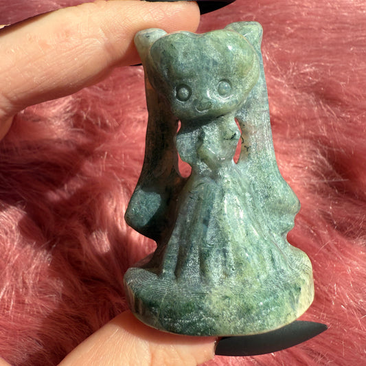 Stunning High Quality Moss Agate Moon Princess Carving