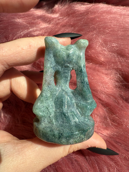 Stunning High Quality Moss Agate Moon Princess Carving