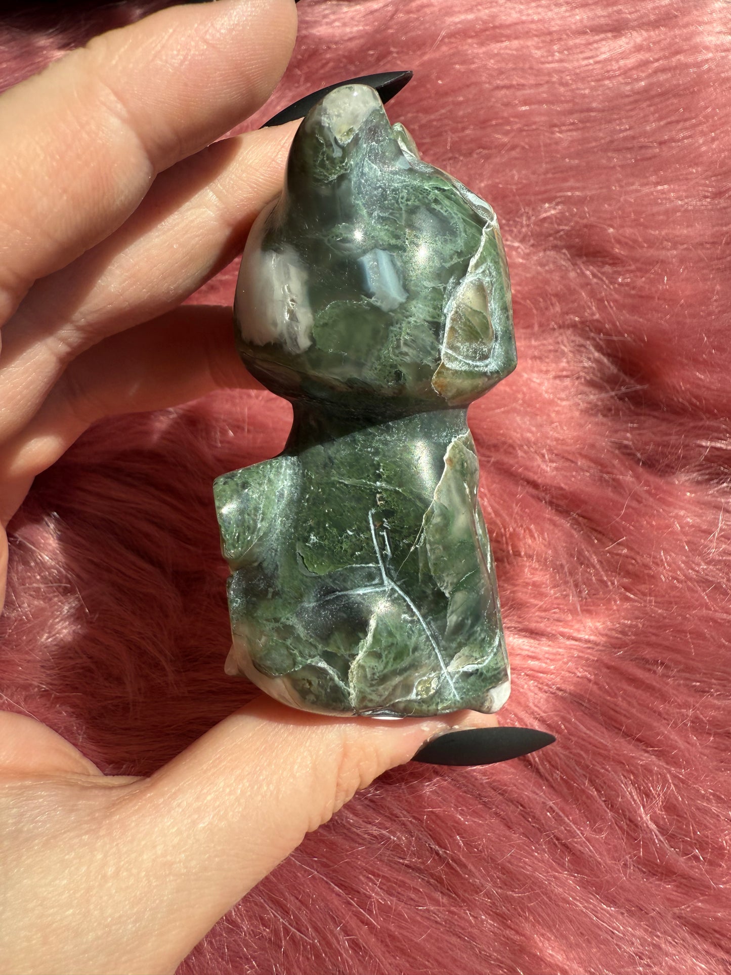 Stunning High Quality Artemis Moss Agate Carving