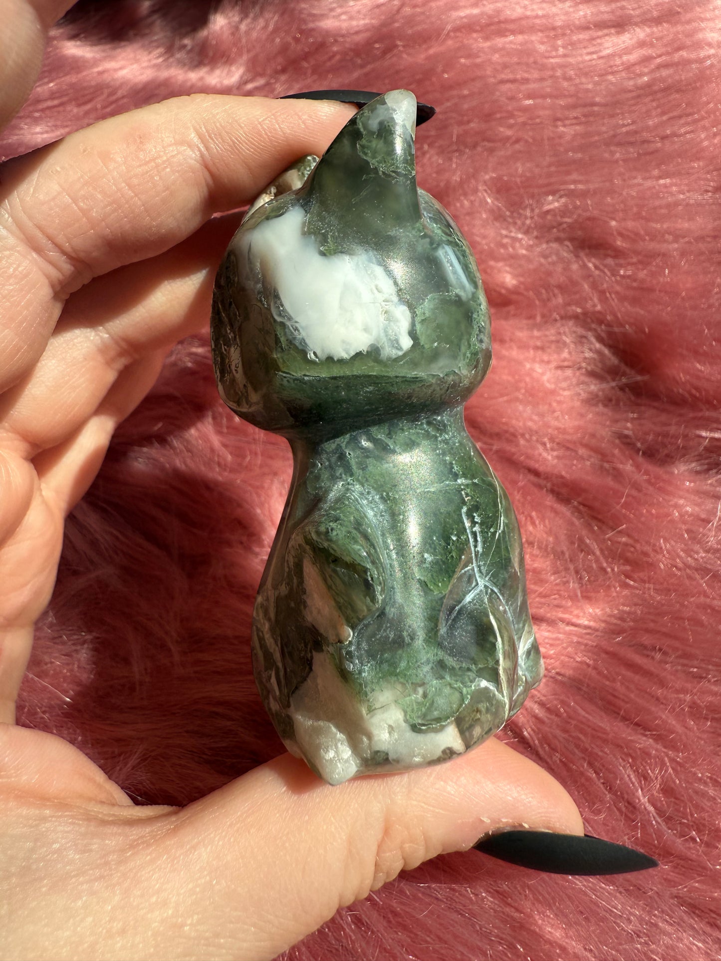 Stunning High Quality Artemis Moss Agate Carving