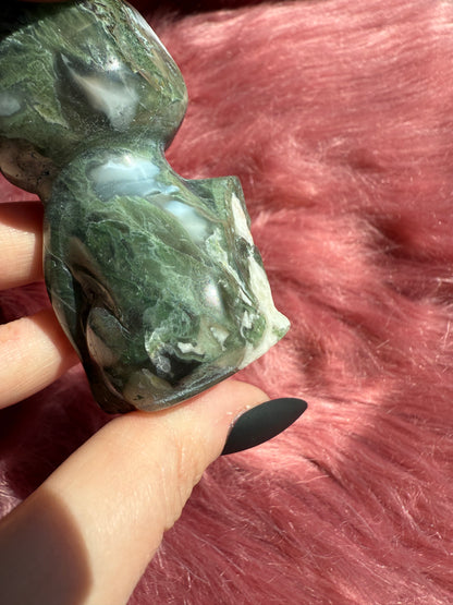 Stunning High Quality Artemis Moss Agate Carving