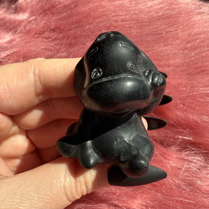 Stunning High Quality Black Obsidian Donkey Carving