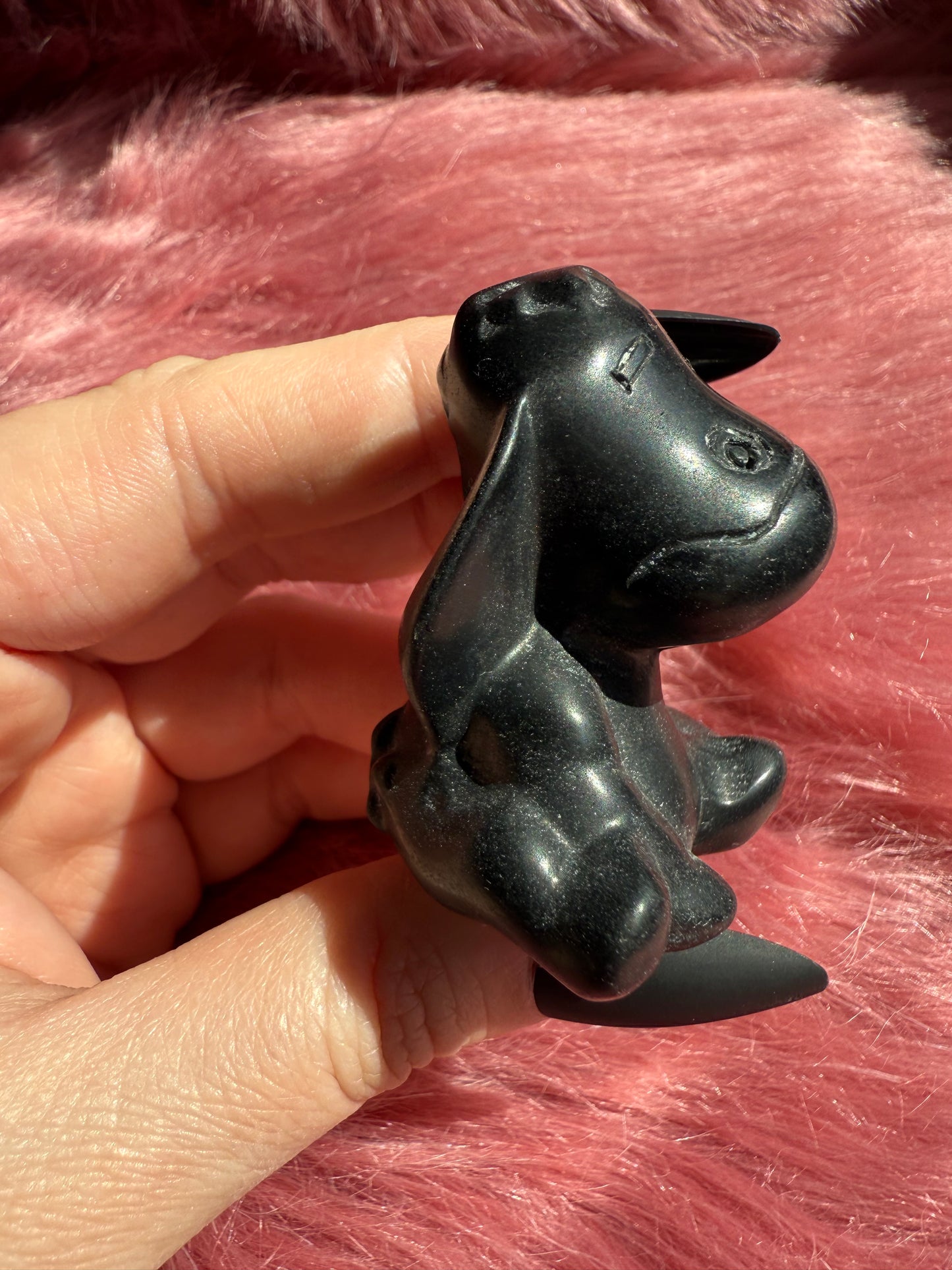 Stunning High Quality Black Obsidian Donkey Carving