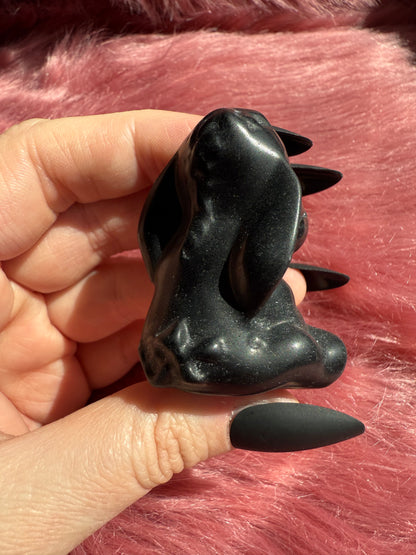 Stunning High Quality Black Obsidian Donkey Carving