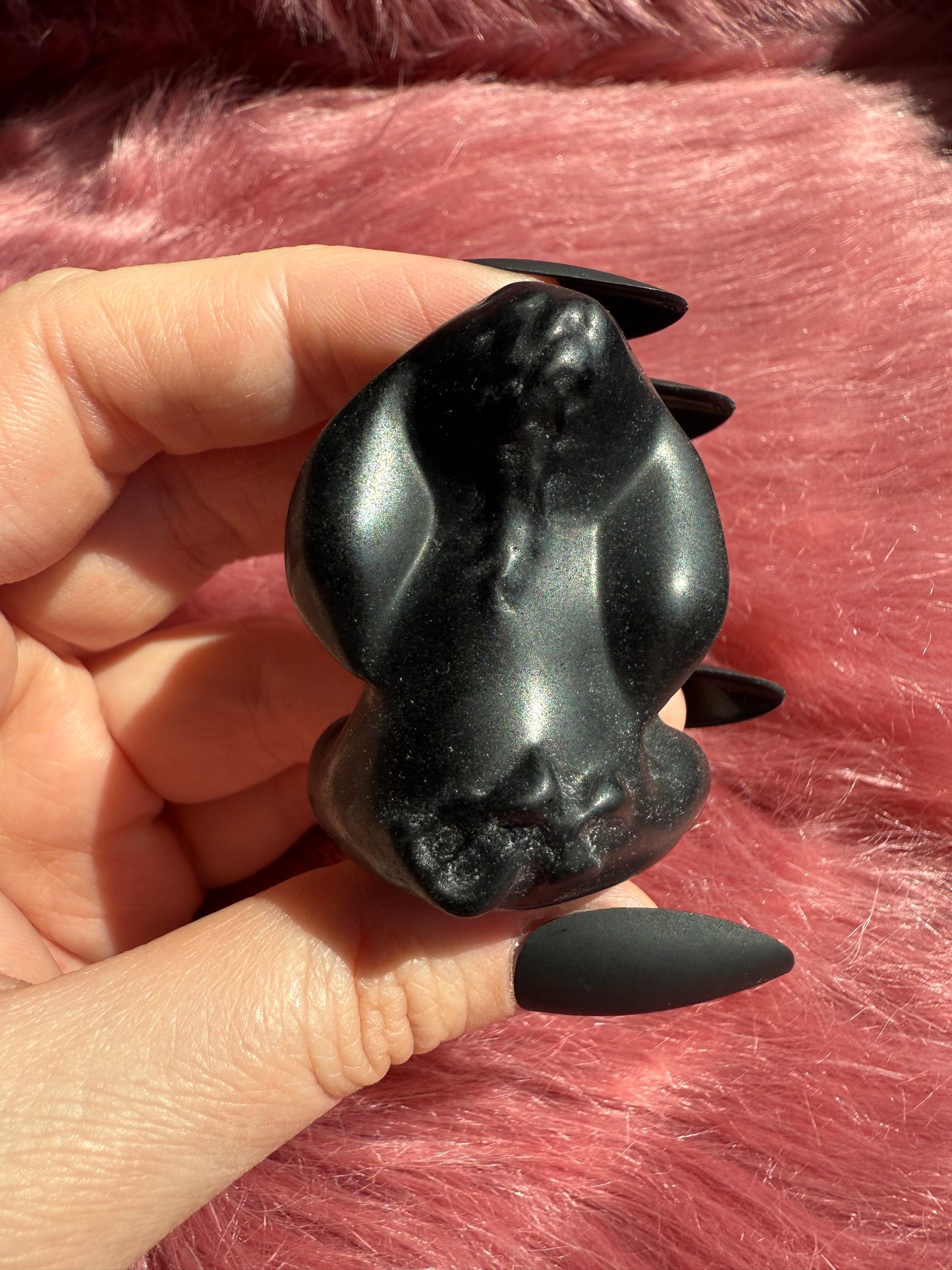 Stunning High Quality Black Obsidian Donkey Carving