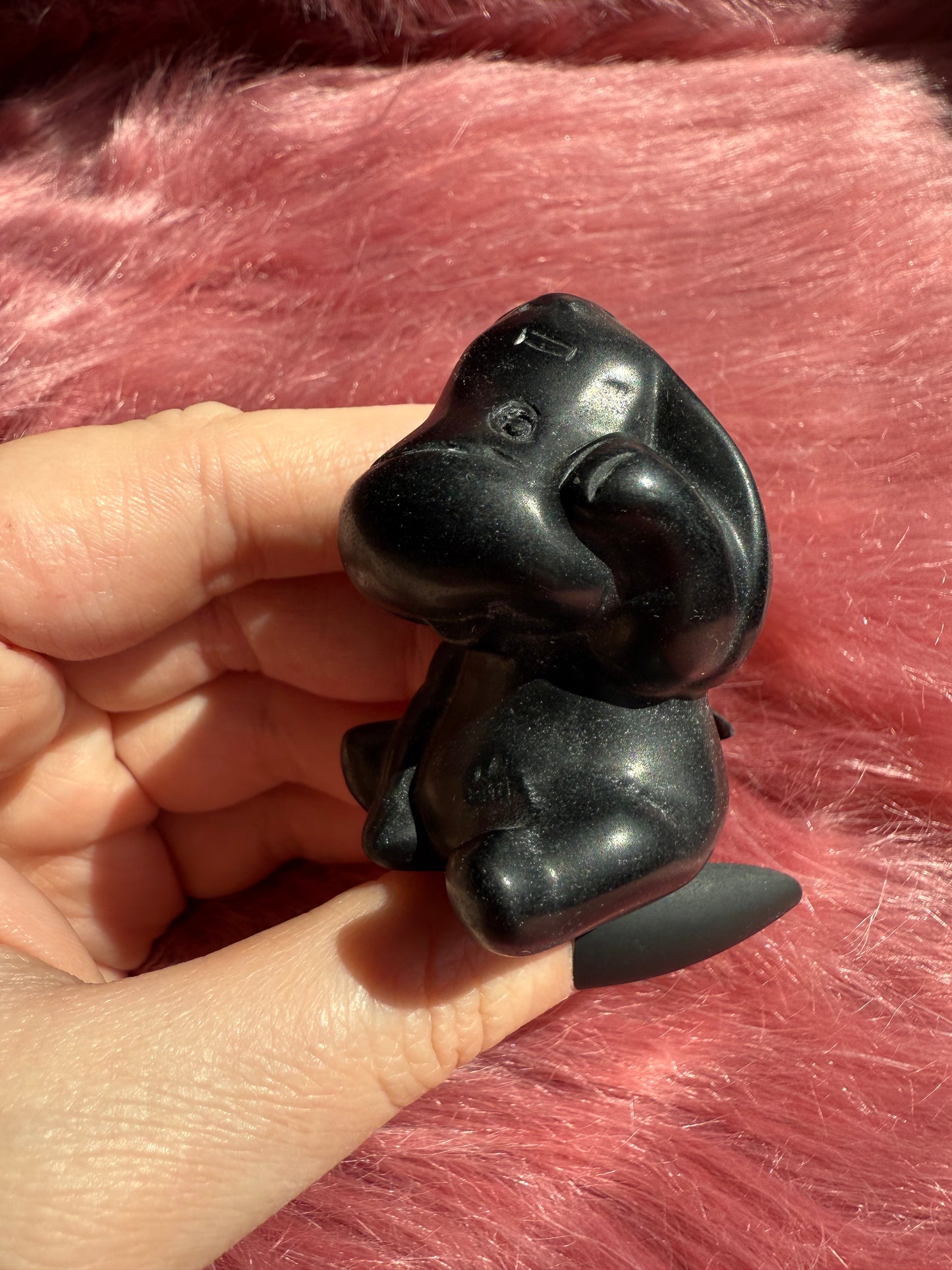 Stunning High Quality Black Obsidian Donkey Carving
