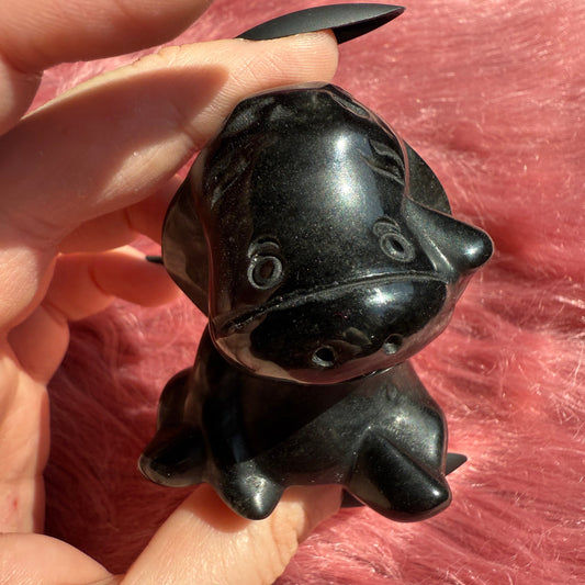 Stunning High Quality Goldensheen Obsidian Donkey Carving
