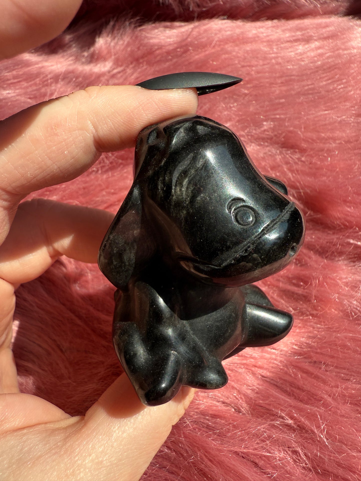 Stunning High Quality Goldensheen Obsidian Donkey Carving
