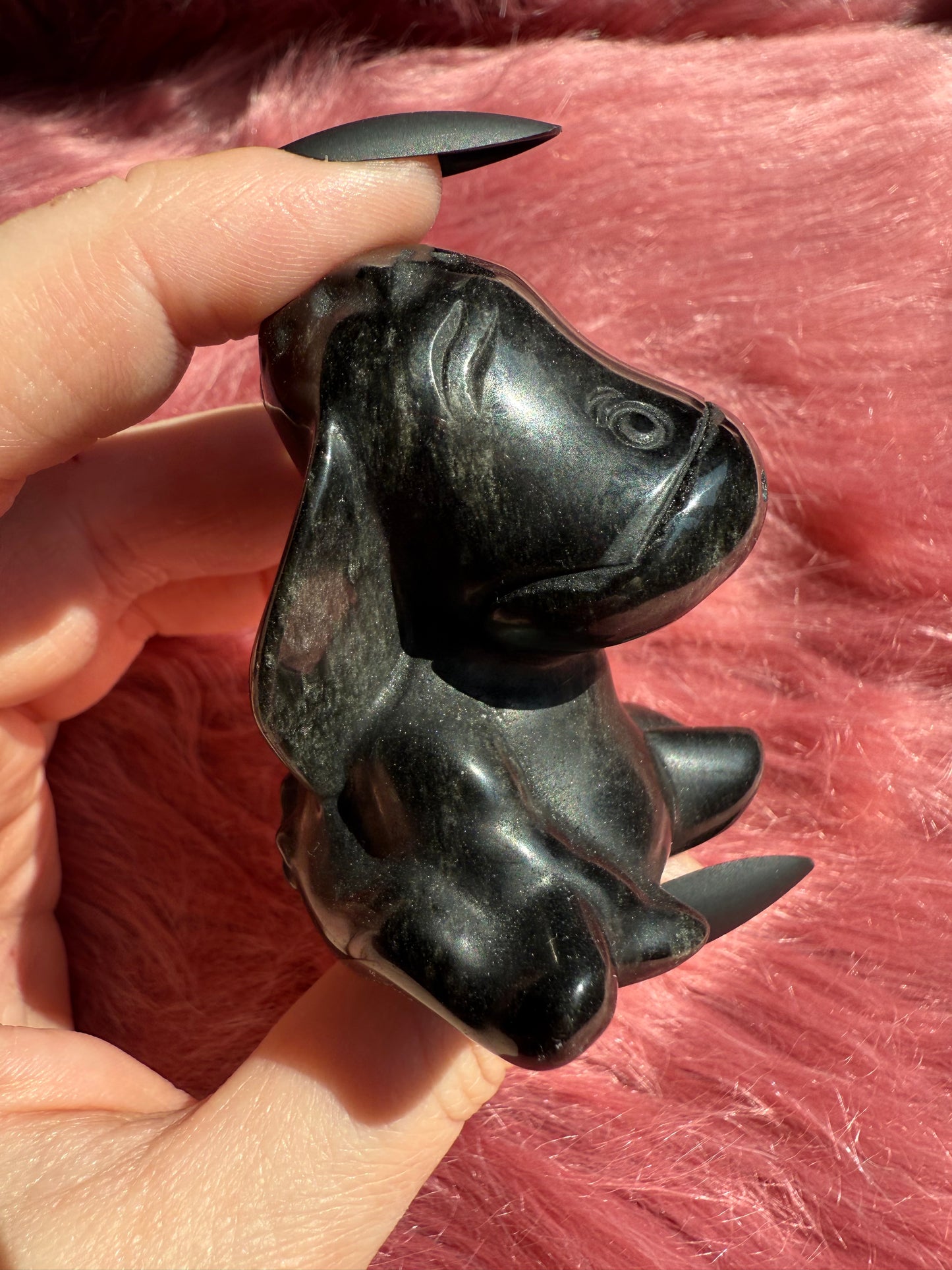 Stunning High Quality Goldensheen Obsidian Donkey Carving