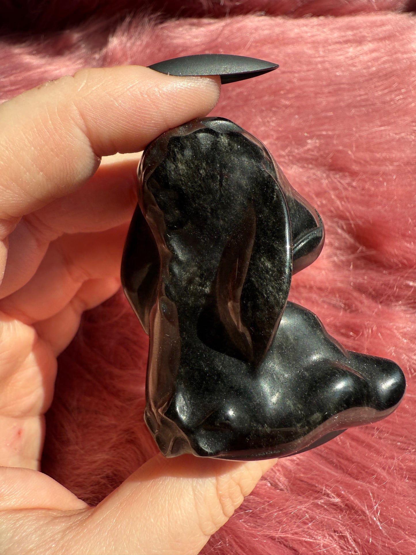 Stunning High Quality Goldensheen Obsidian Donkey Carving