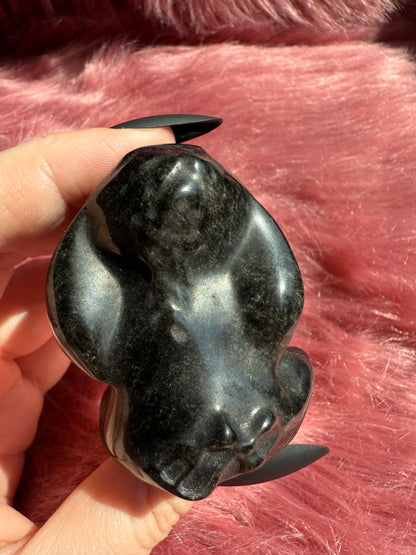 Stunning High Quality Goldensheen Obsidian Donkey Carving