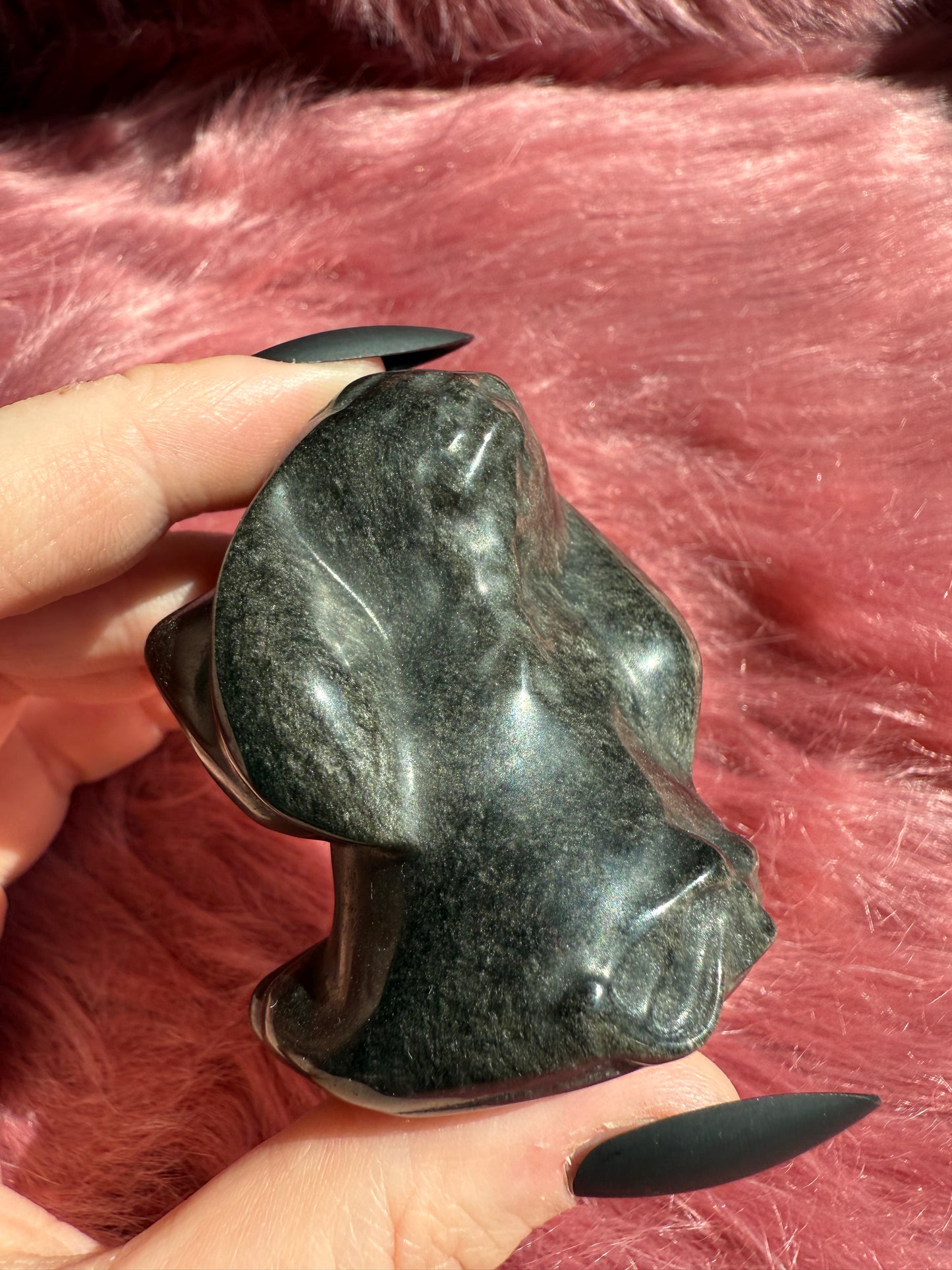 Stunning High Quality Goldensheen Obsidian Donkey Carving