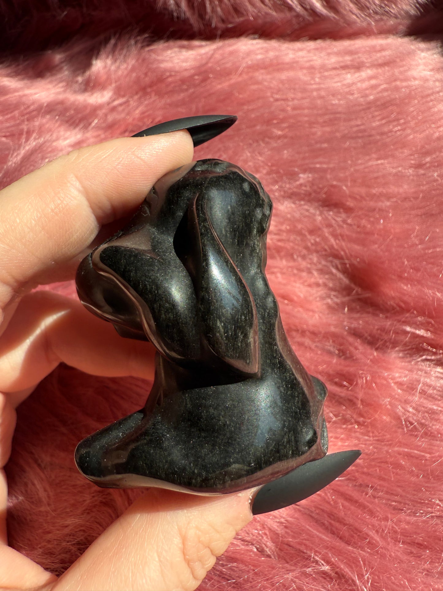 Stunning High Quality Goldensheen Obsidian Donkey Carving