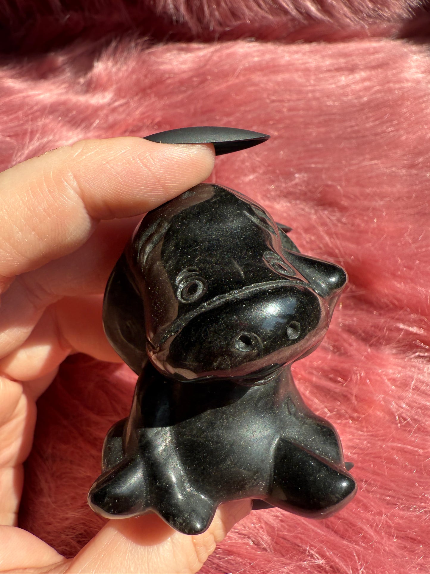 Stunning High Quality Goldensheen Obsidian Donkey Carving