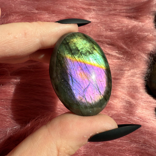ONE (1) Stunning Flashy Purple Labradorite Palmstone - Intuitively Selected