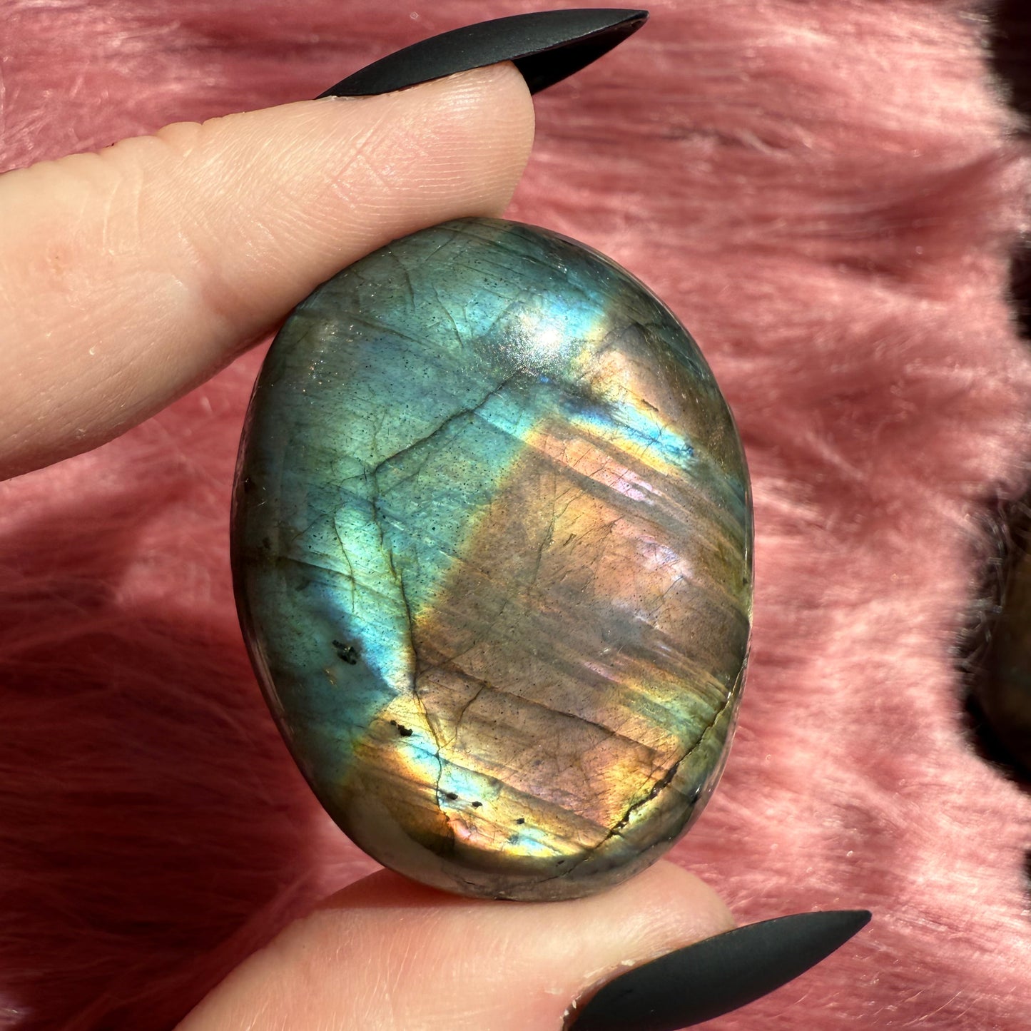 ONE (1) Stunning Flashy Purple Labradorite Palmstone - Intuitively Selected