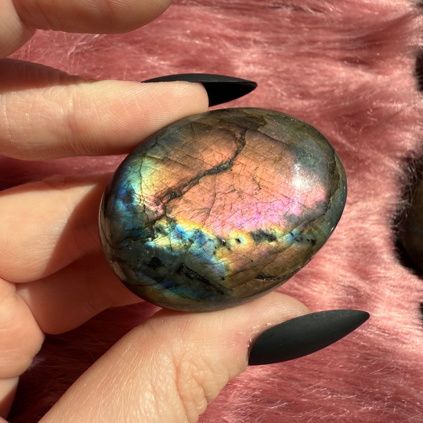 ONE (1) Stunning Flashy Purple Labradorite Palmstone - Intuitively Selected