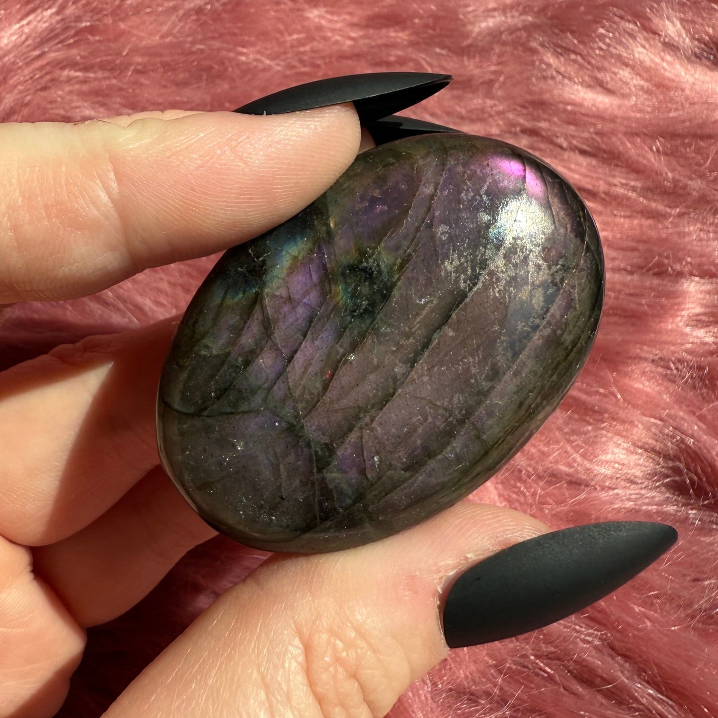 ONE (1) Stunning Flashy Purple Labradorite Palmstone - Intuitively Selected