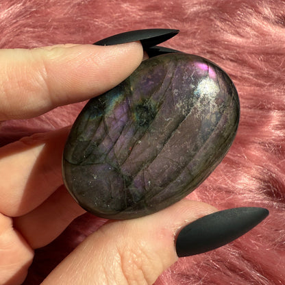 ONE (1) Stunning Flashy Purple Labradorite Palmstone - Intuitively Selected