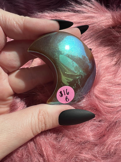 ONE (1) Stunning Aura Quartz Moon - B