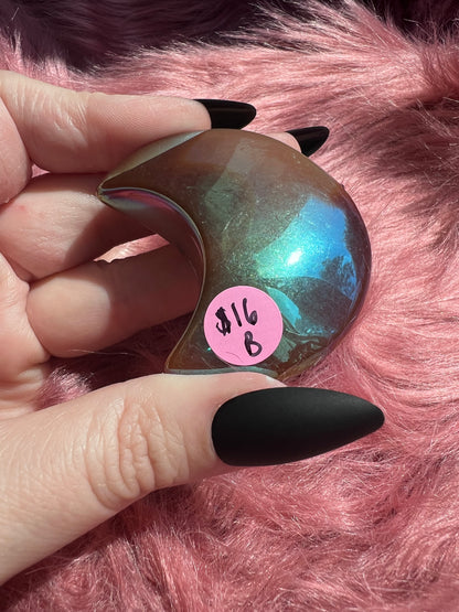 ONE (1) Stunning Aura Quartz Moon - B