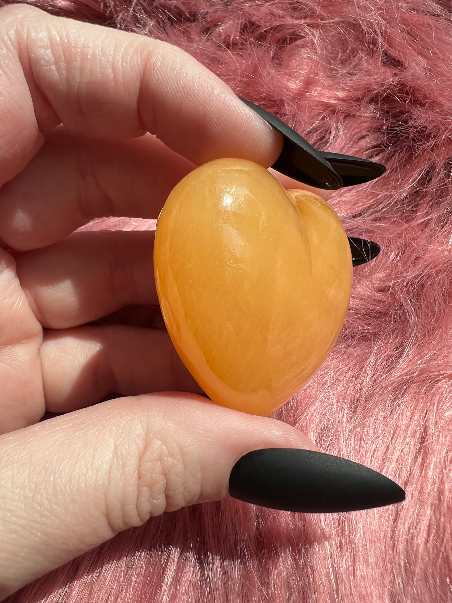 ONE (1) Stunning Juicy Orange Calcite Heart from Mexico - E