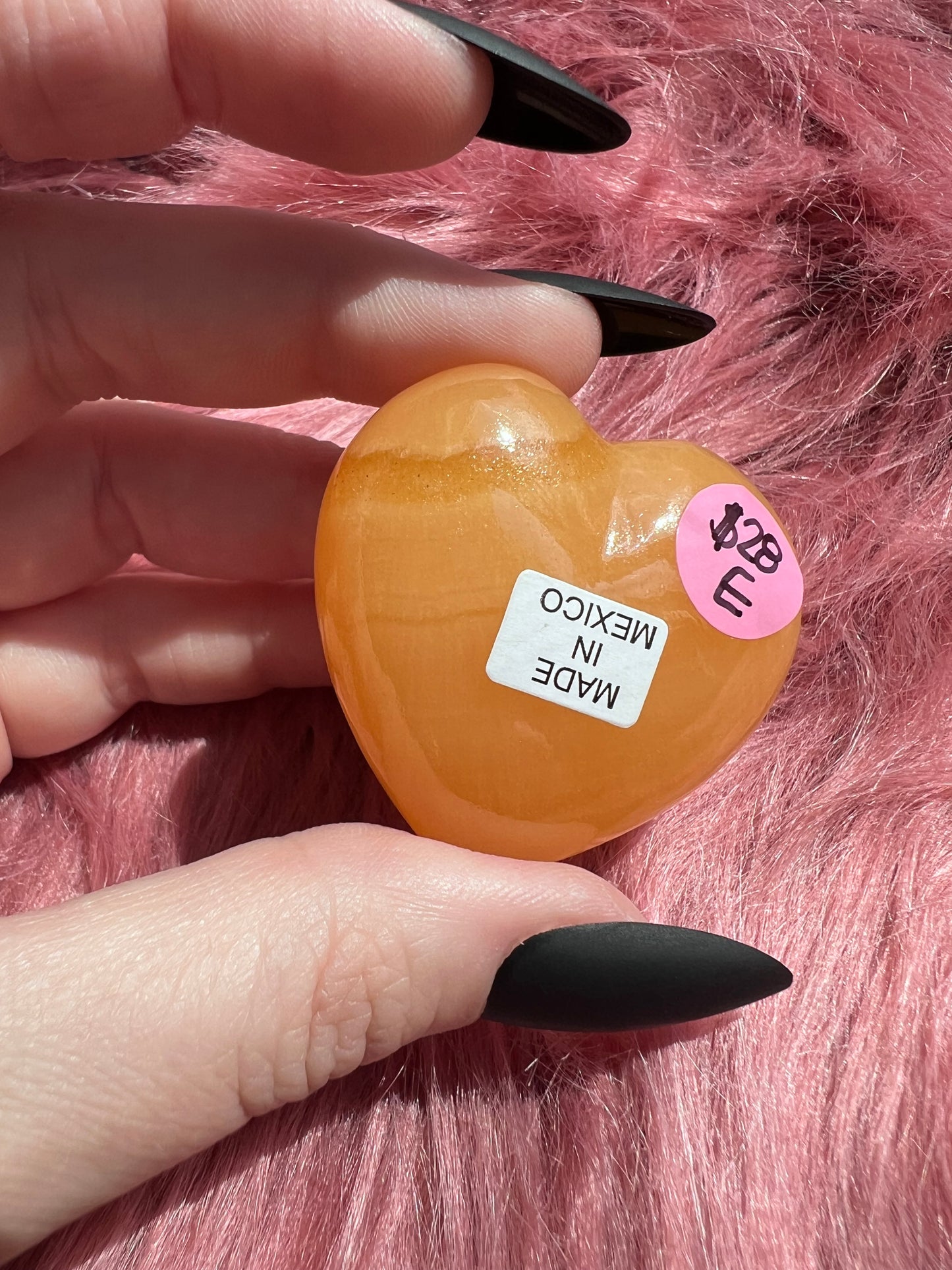 ONE (1) Stunning Juicy Orange Calcite Heart from Mexico - E