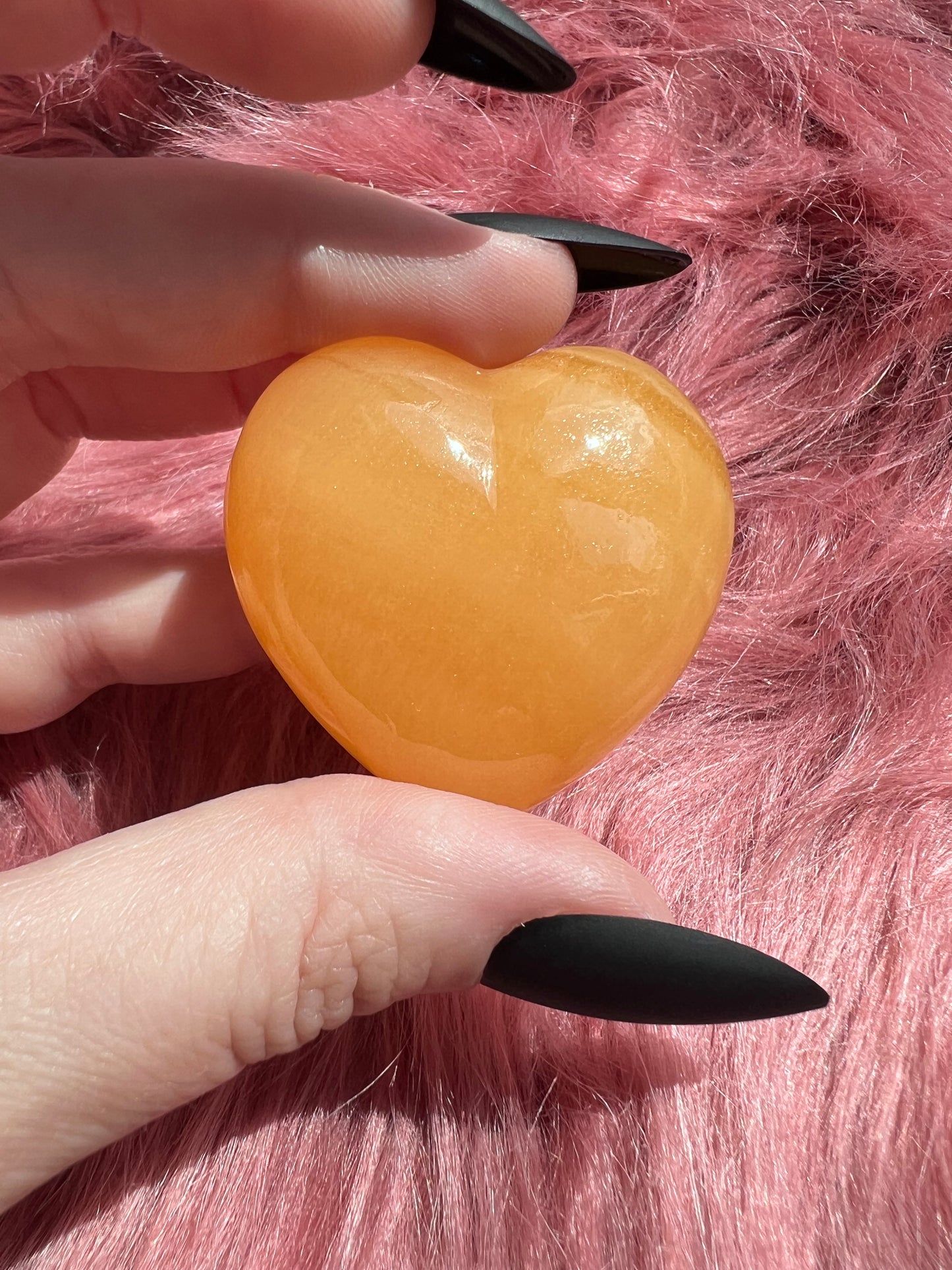 ONE (1) Stunning Juicy Orange Calcite Heart from Mexico - E