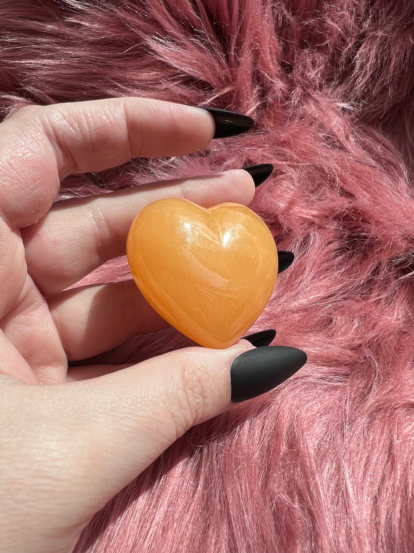 ONE (1) Stunning Juicy Orange Calcite Heart from Mexico - E