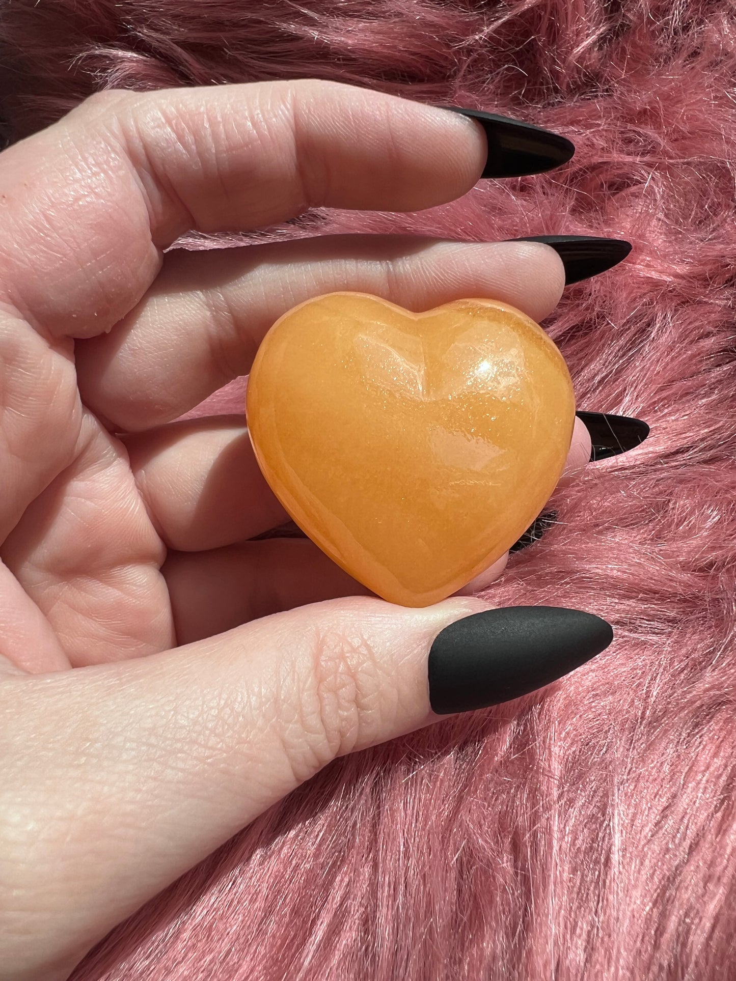 ONE (1) Stunning Juicy Orange Calcite Heart from Mexico - E