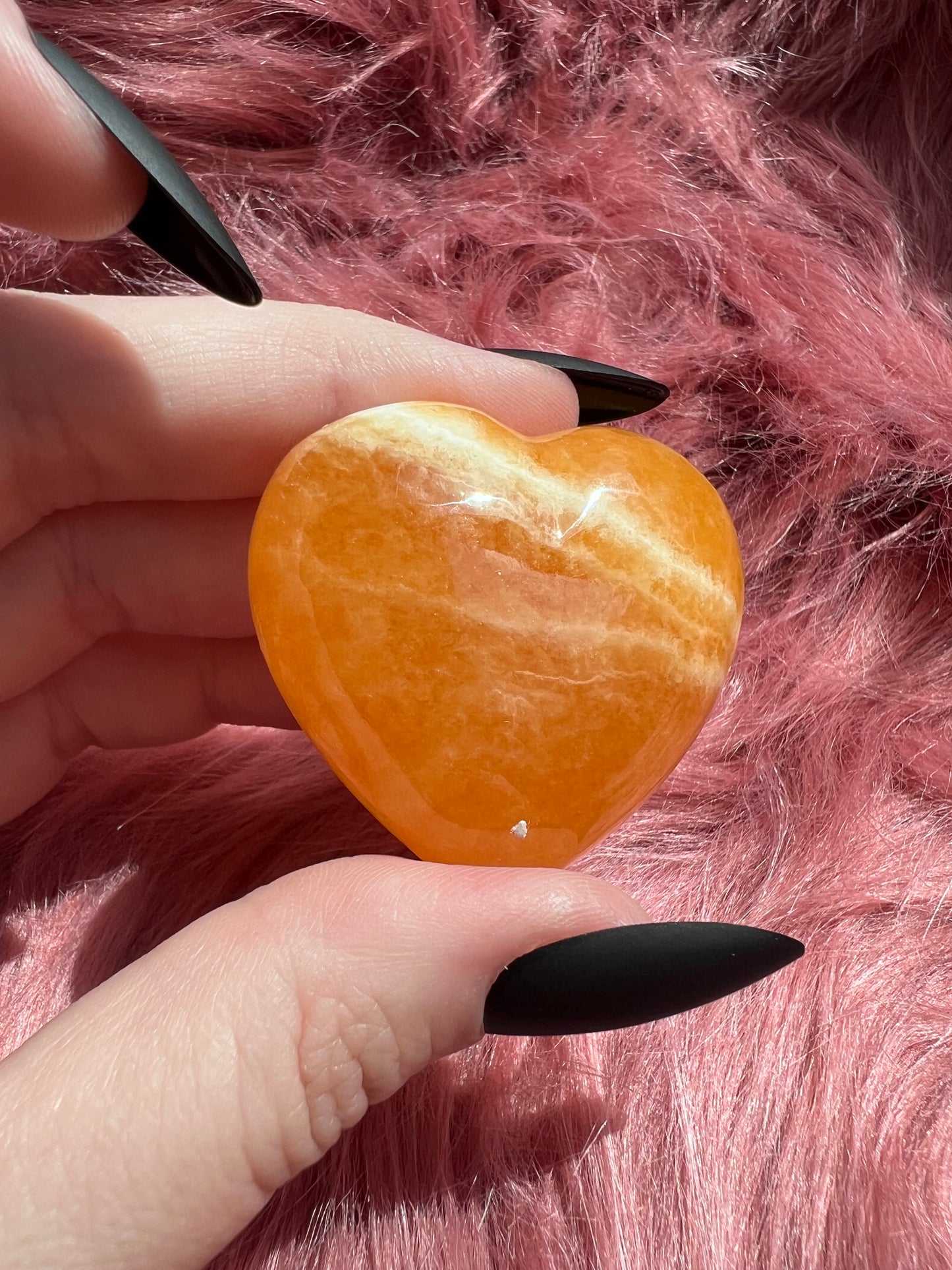 ONE (1) Stunning Juicy Orange Calcite Heart from Mexico - B