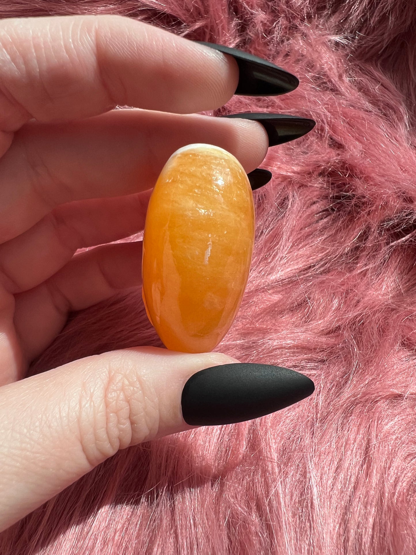 ONE (1) Stunning Juicy Orange Calcite Heart from Mexico - B