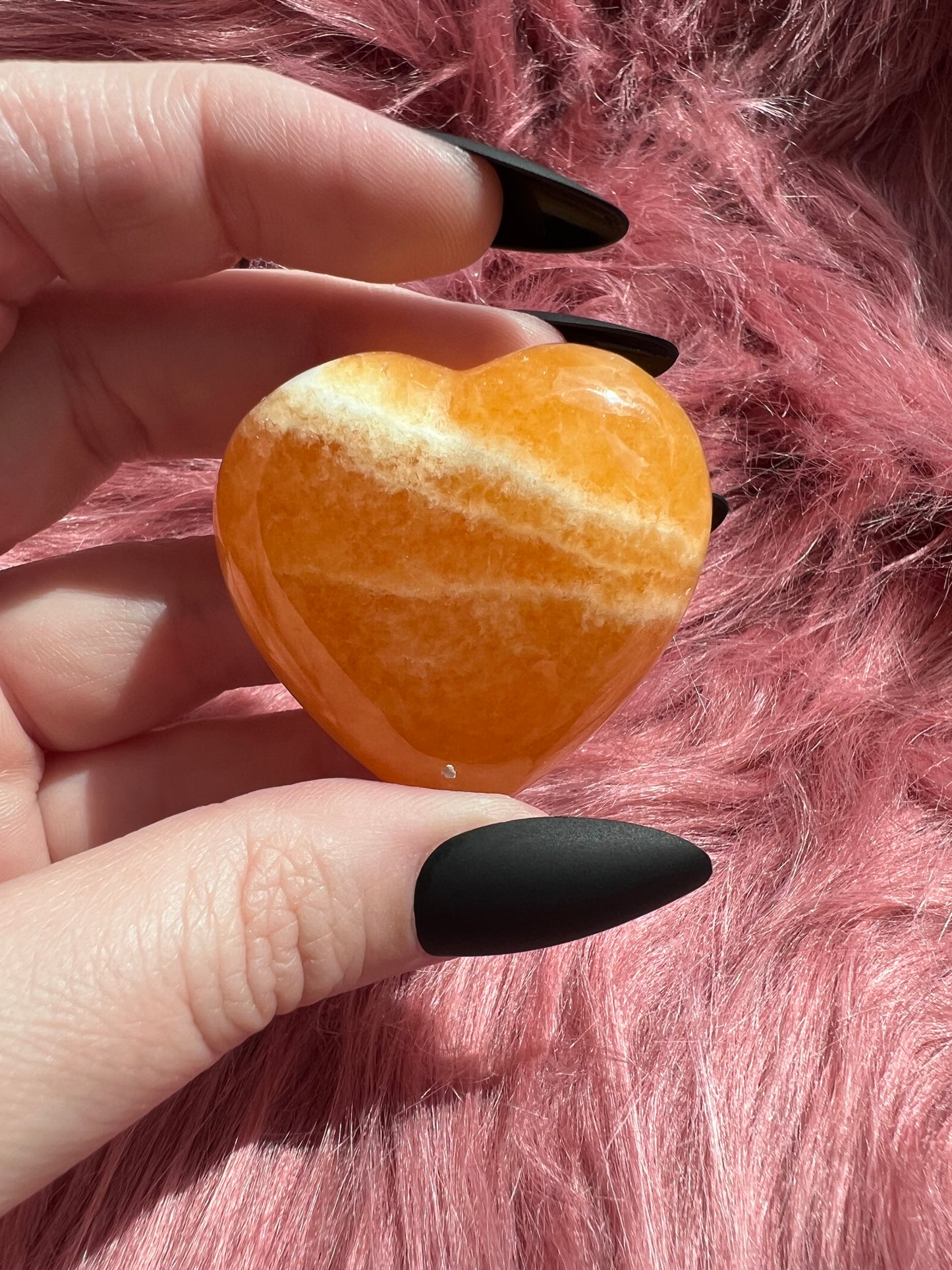 ONE (1) Stunning Juicy Orange Calcite Heart from Mexico - B