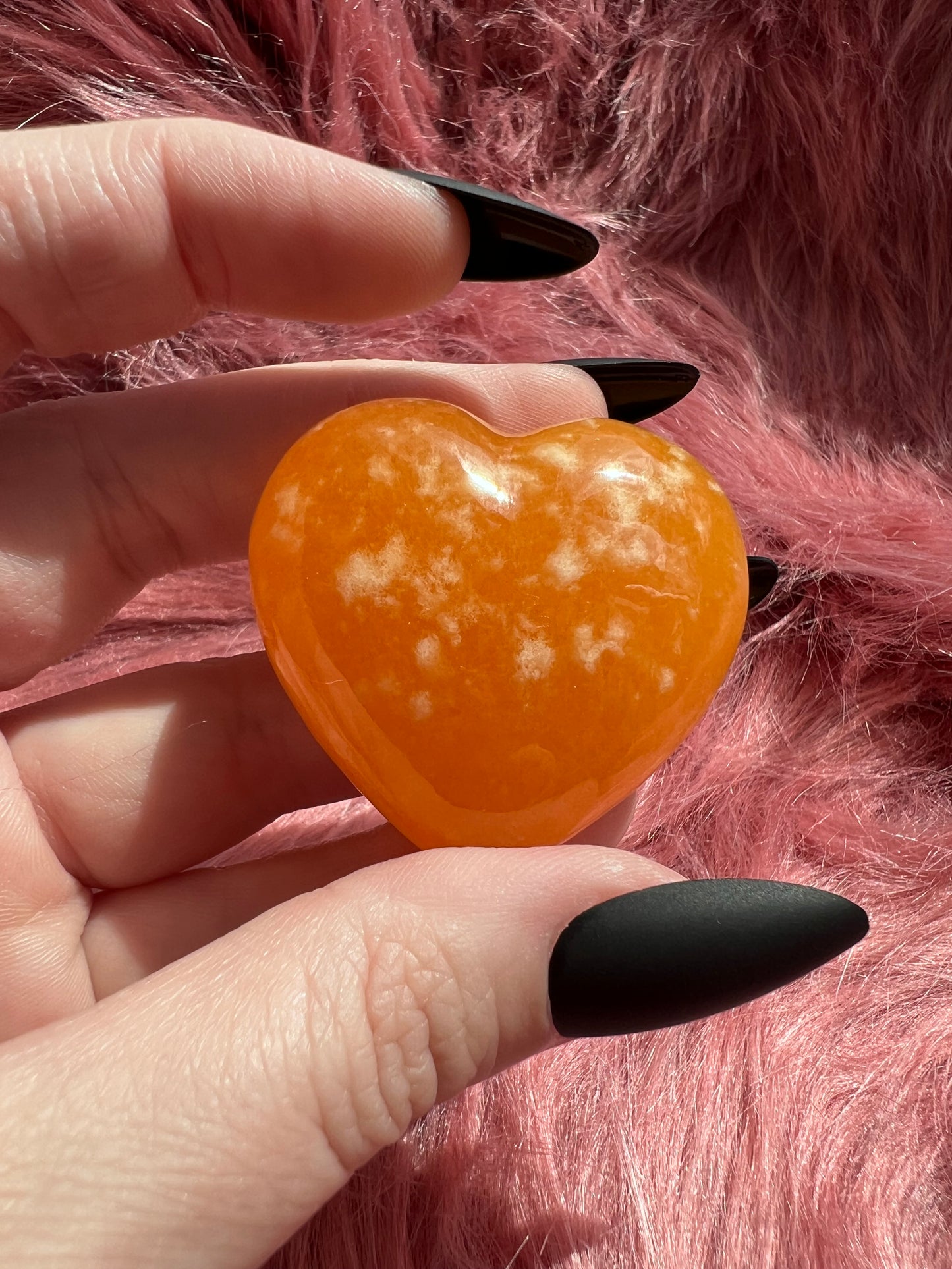 ONE (1) Stunning Juicy Orange Calcite Heart from Mexico - D