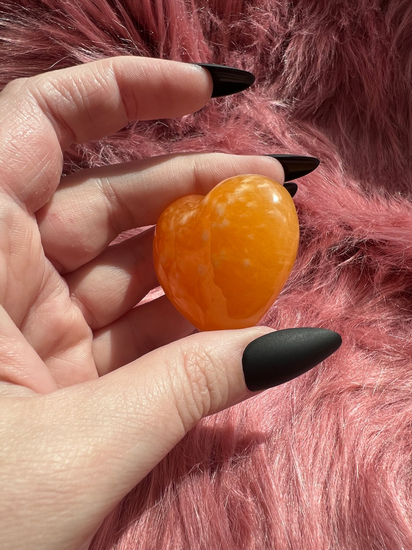 ONE (1) Stunning Juicy Orange Calcite Heart from Mexico - D