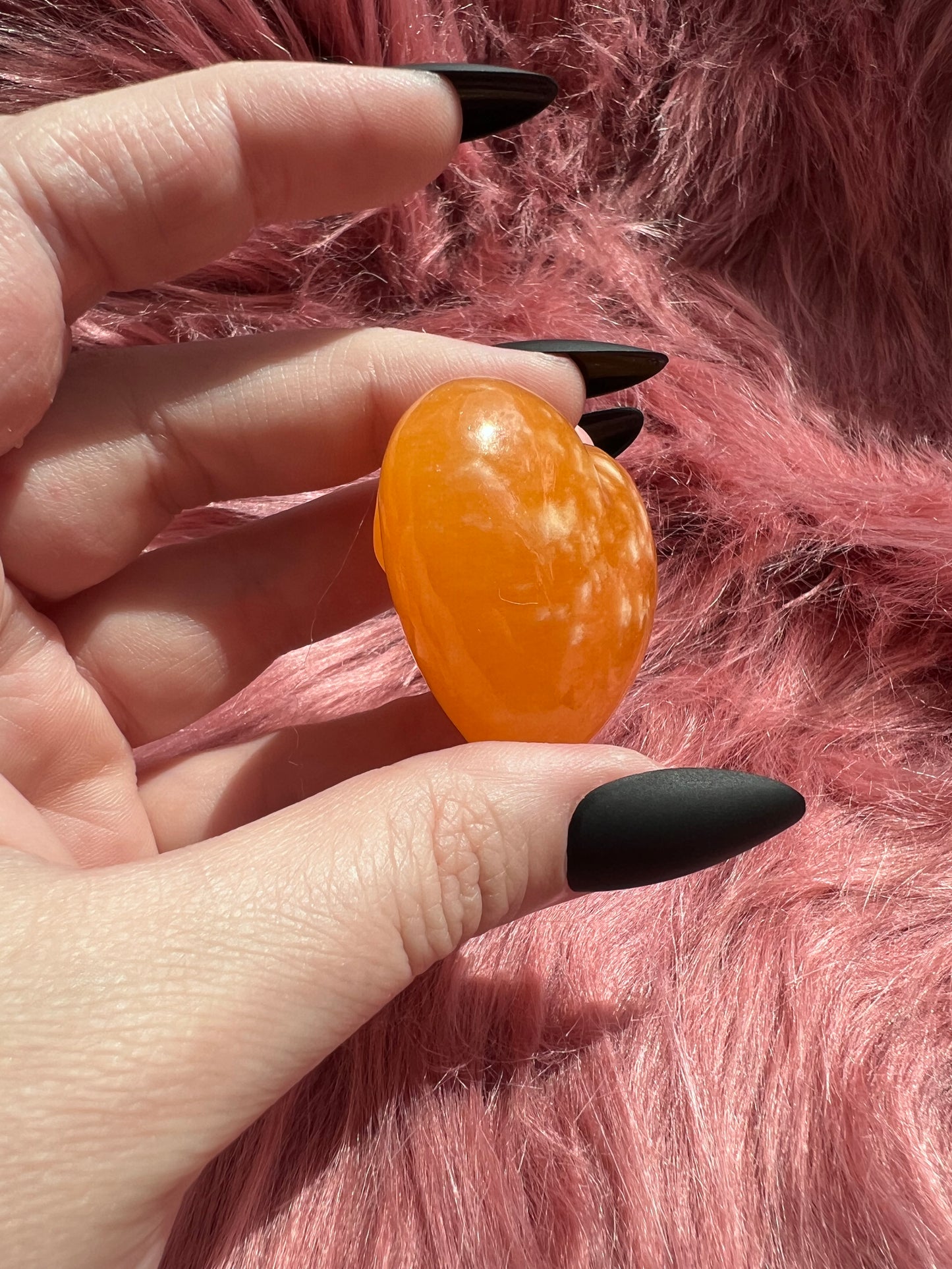 ONE (1) Stunning Juicy Orange Calcite Heart from Mexico - D