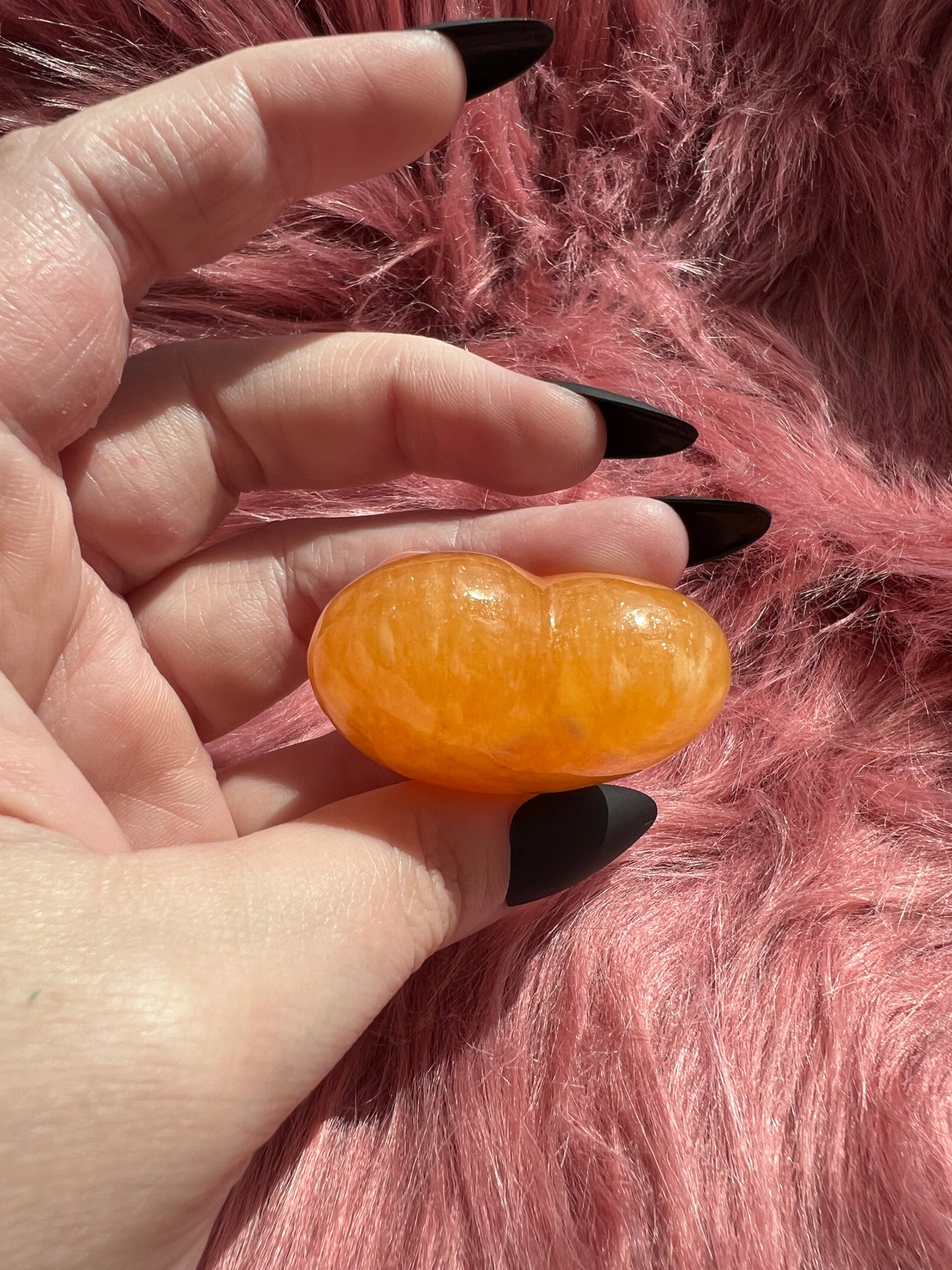 ONE (1) Stunning Juicy Orange Calcite Heart from Mexico - D