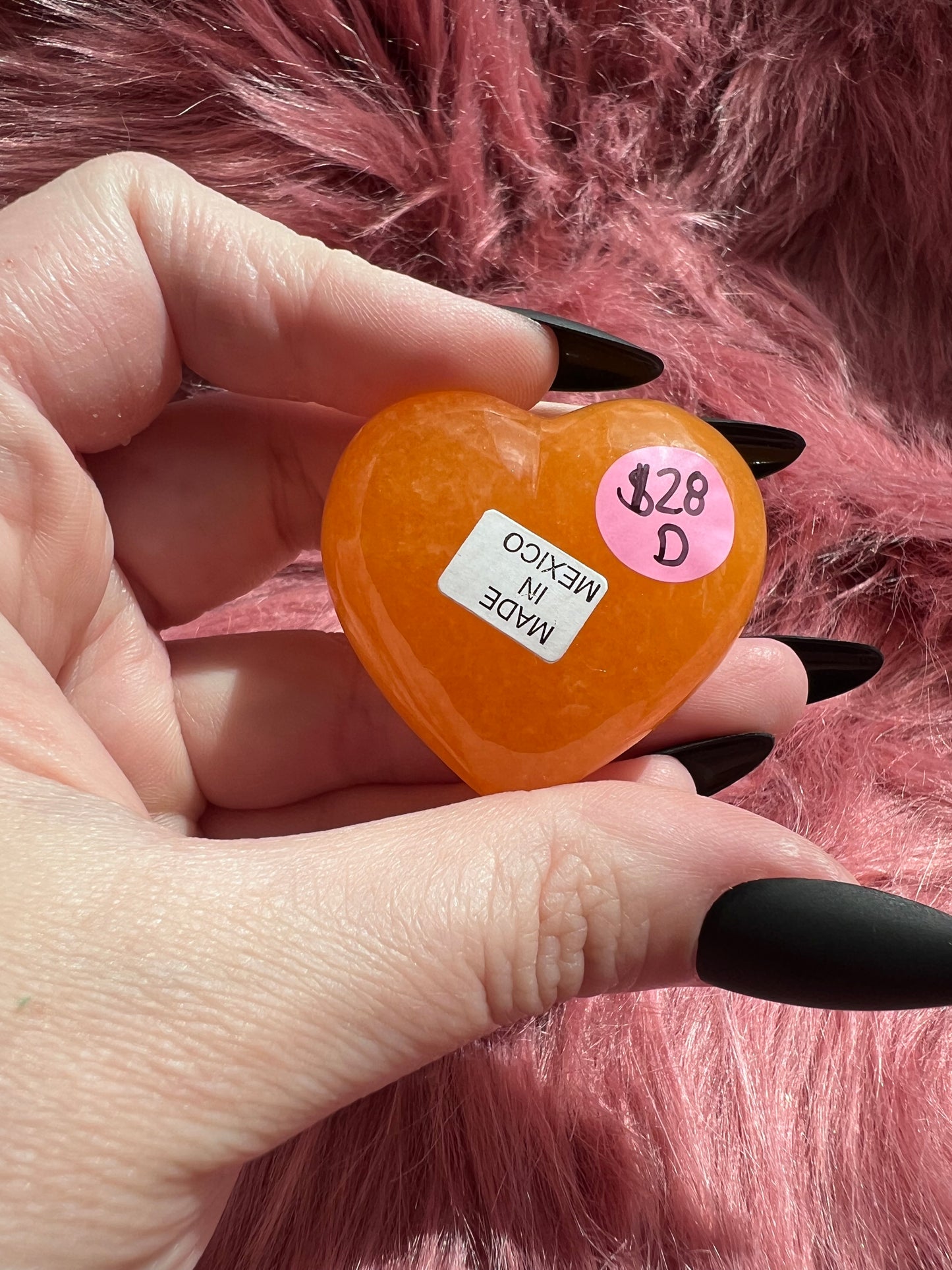 ONE (1) Stunning Juicy Orange Calcite Heart from Mexico - D