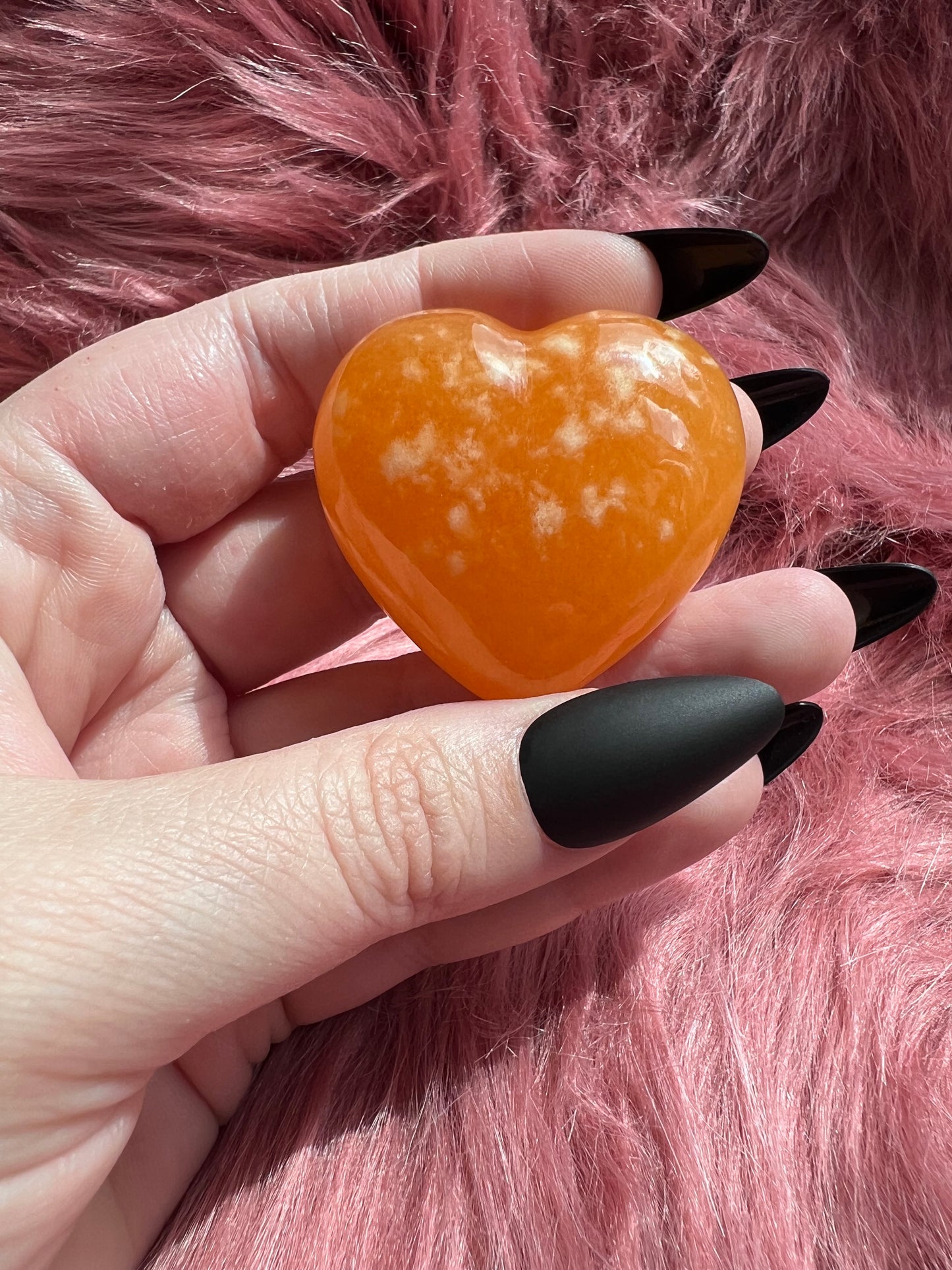 ONE (1) Stunning Juicy Orange Calcite Heart from Mexico - D