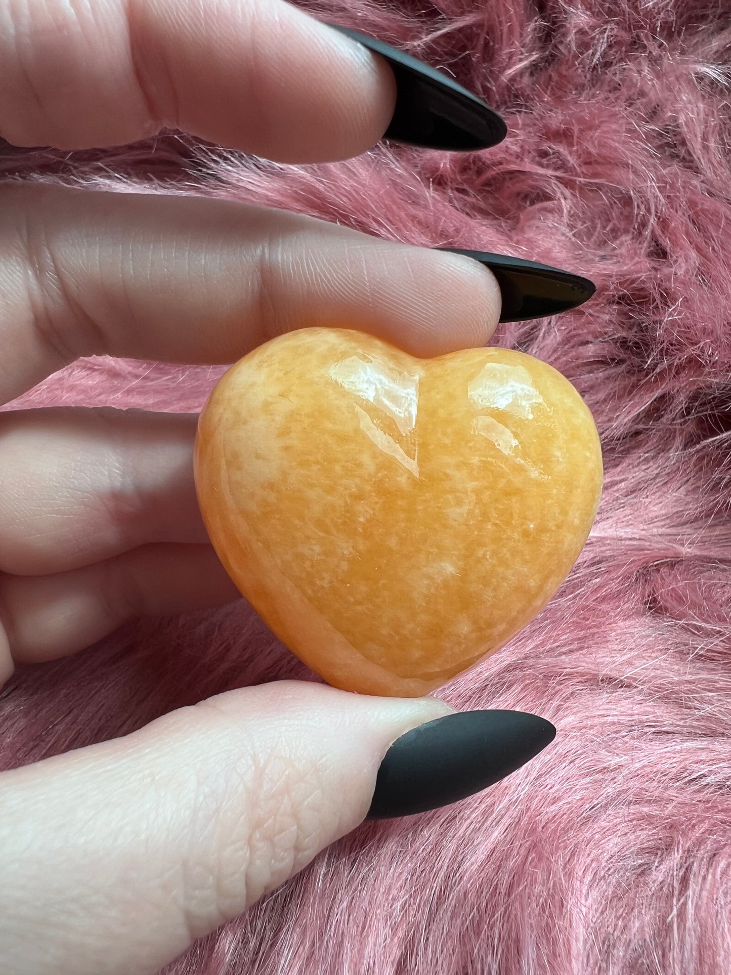 ONE (1) Stunning Juicy Orange Calcite Heart from Mexico - C