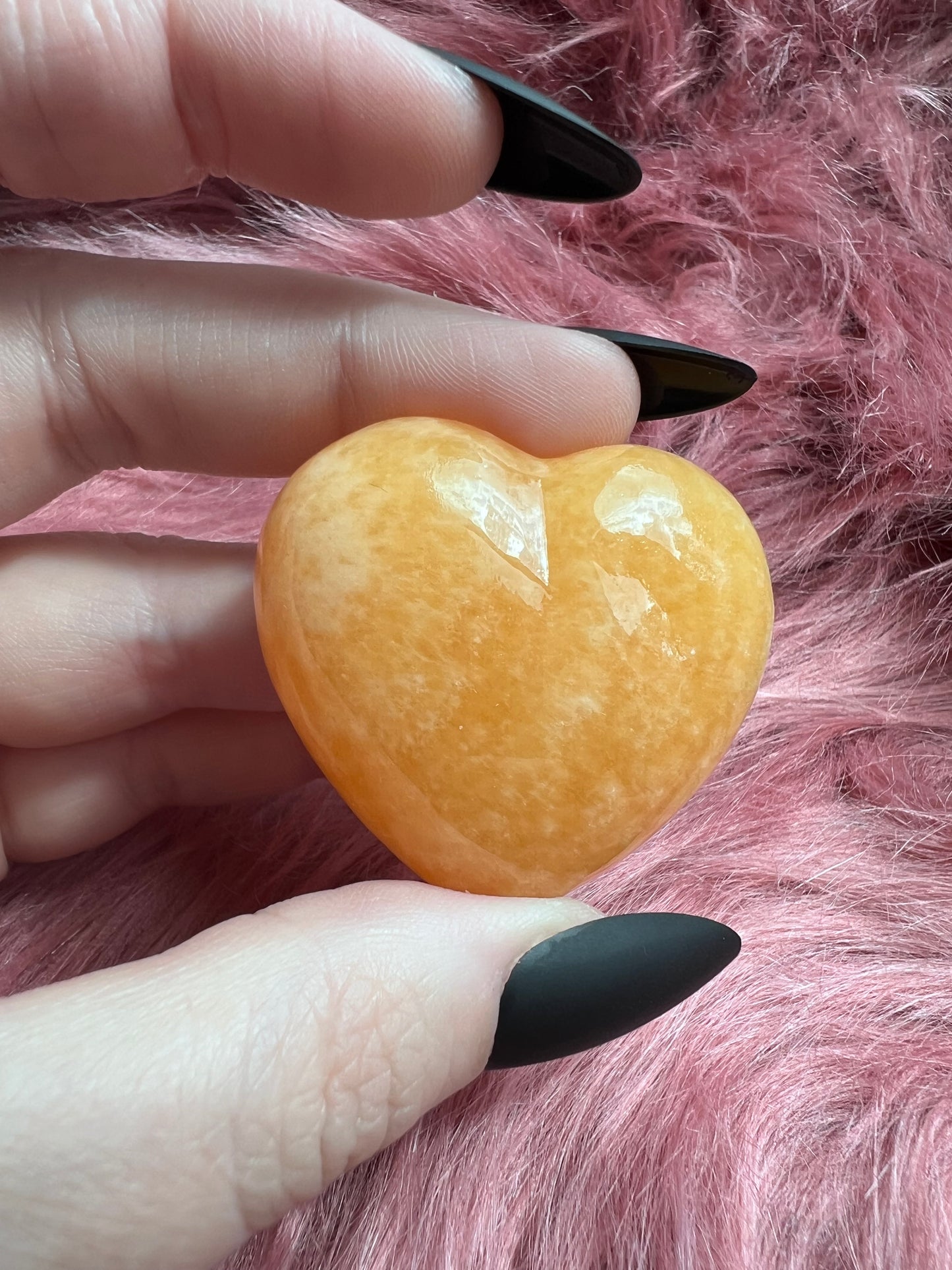 ONE (1) Stunning Juicy Orange Calcite Heart from Mexico - C