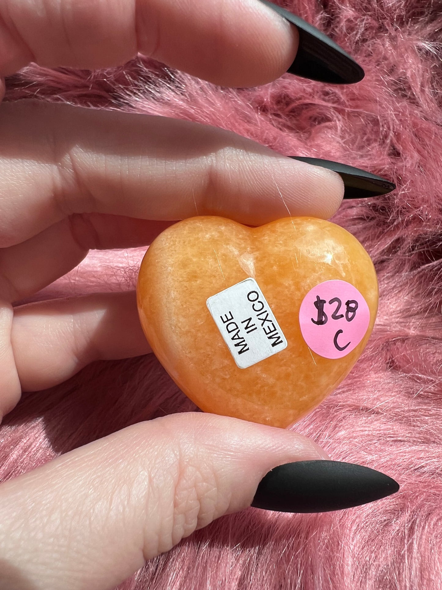 ONE (1) Stunning Juicy Orange Calcite Heart from Mexico - C