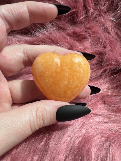 ONE (1) Stunning Juicy Orange Calcite Heart from Mexico - C