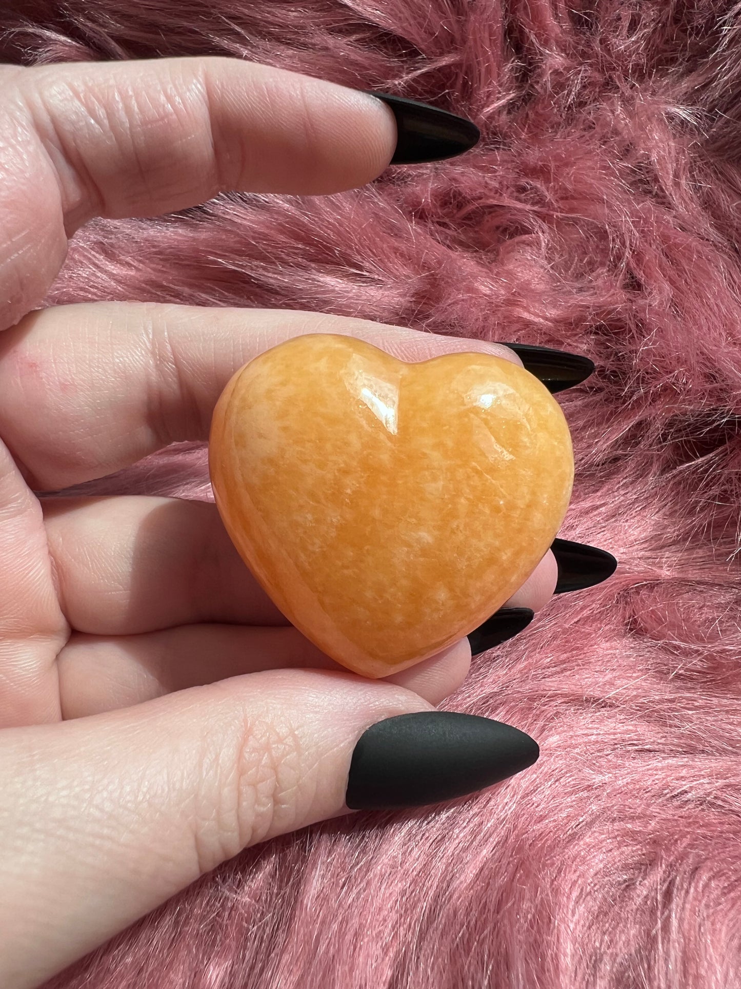 ONE (1) Stunning Juicy Orange Calcite Heart from Mexico - C